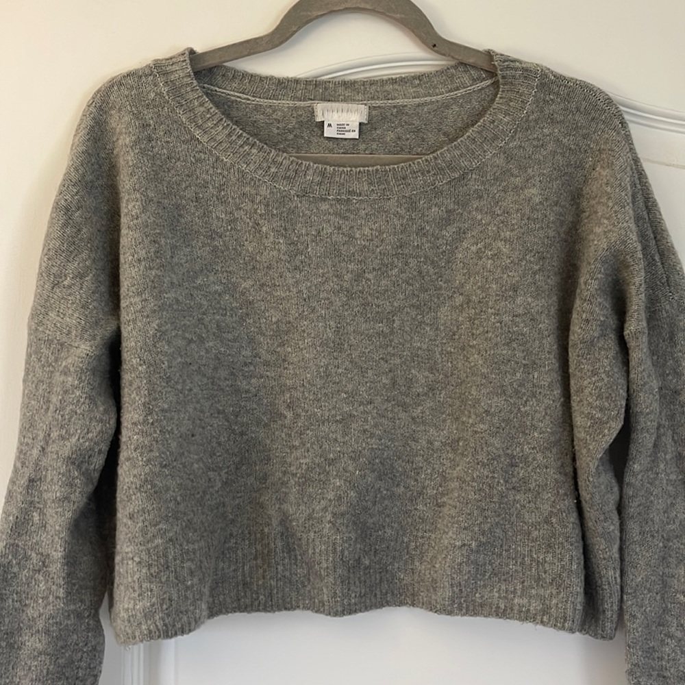 Cropped, wool blend sweater